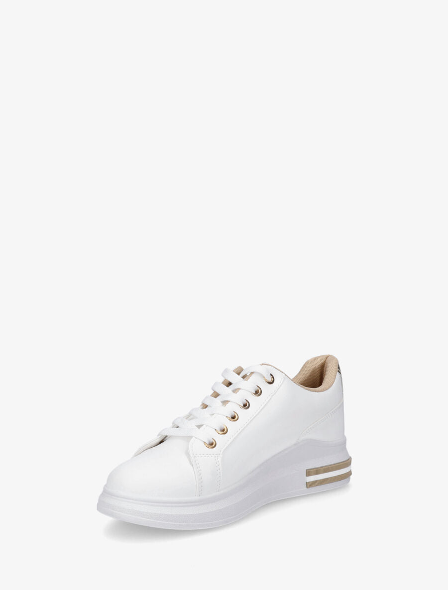 Sneakers à contrefort python - Beige - 3