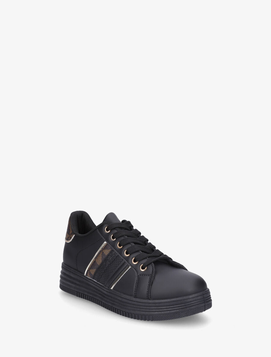 Sneakers en simili à bandes irisées et texturées - Noir - 2