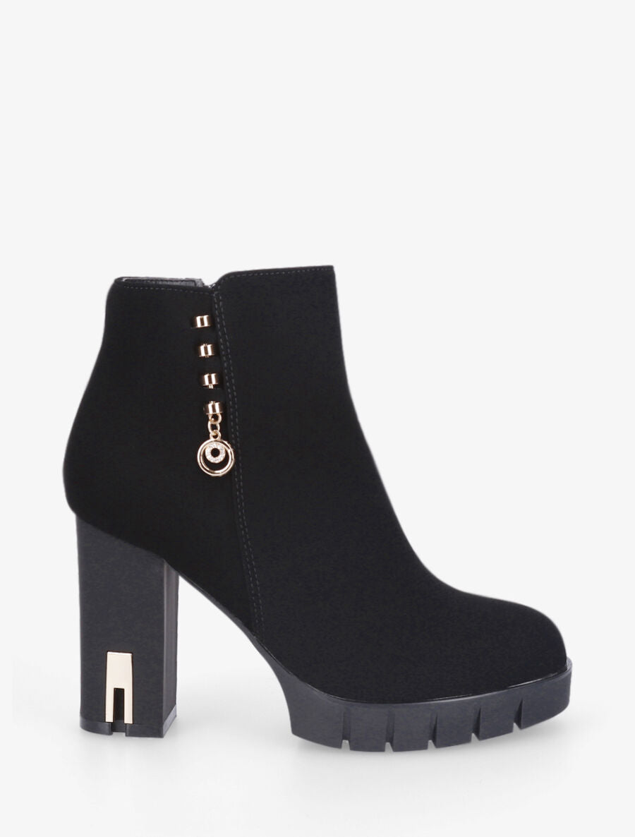 Bottines en simili à bijou - Noir - 5