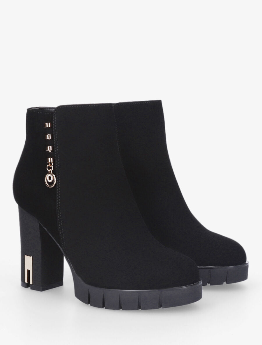 Bottines en simili à bijou - Noir - 4