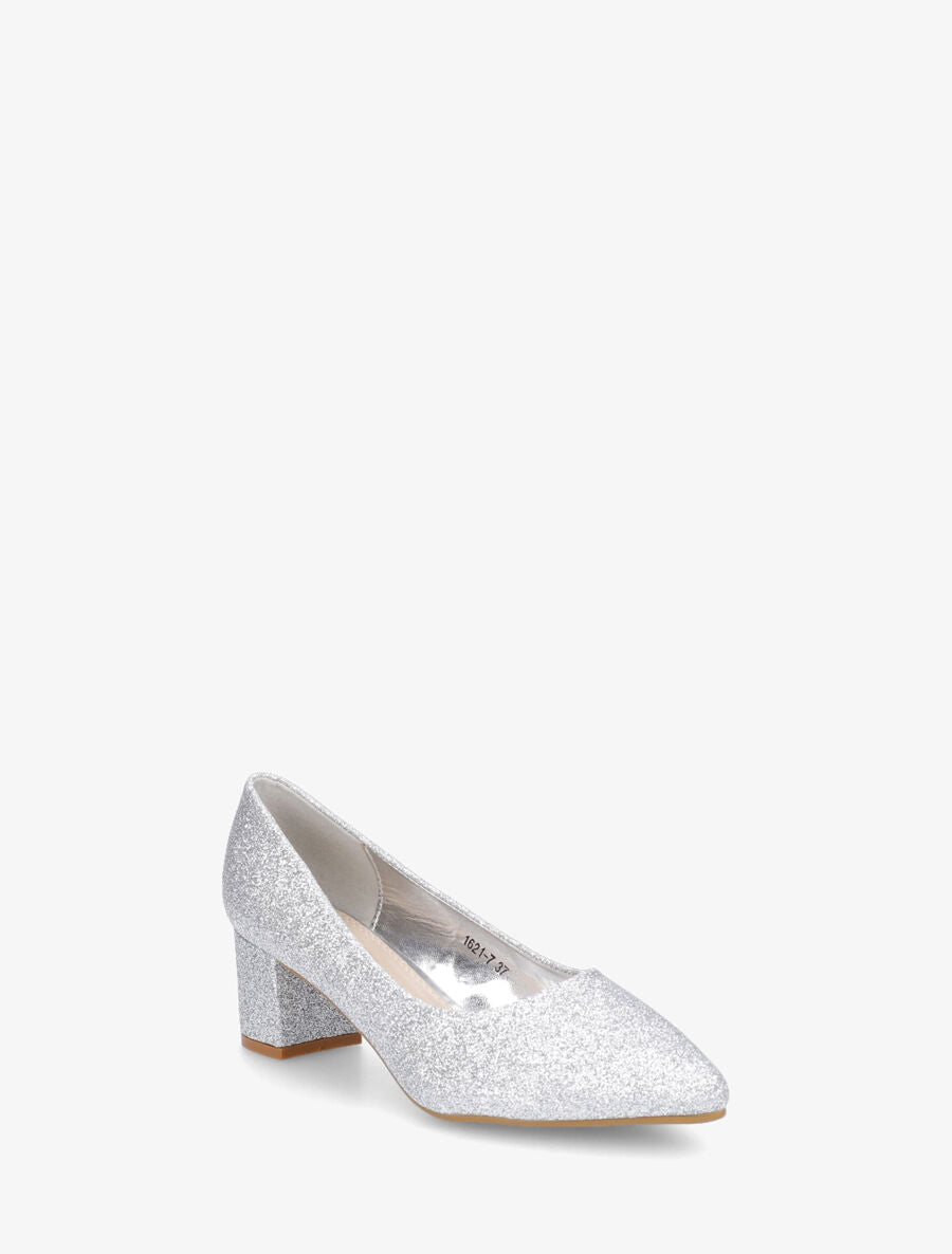 Escarpins pointus à paillettes - Argent - 2