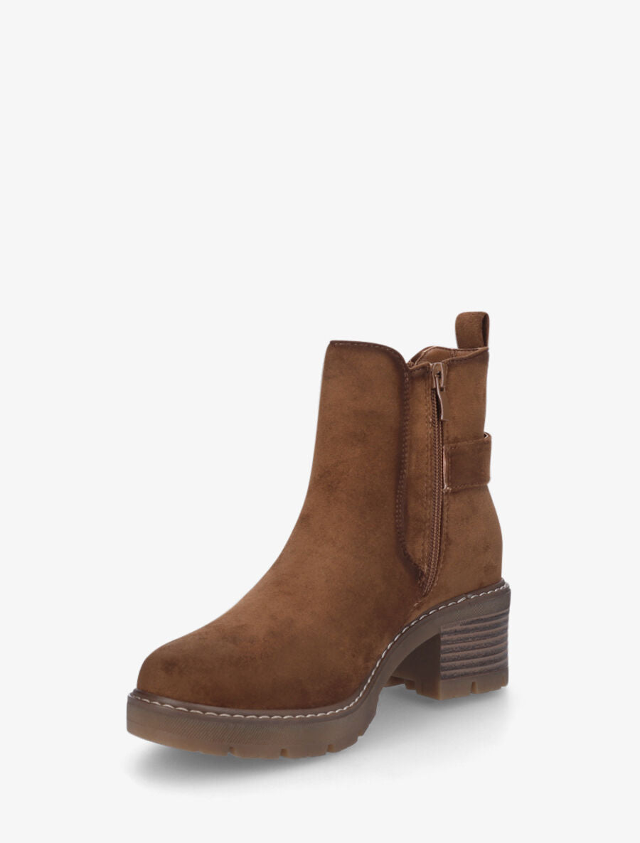 Bottines en suédine à boucle ronde - Marron - 3