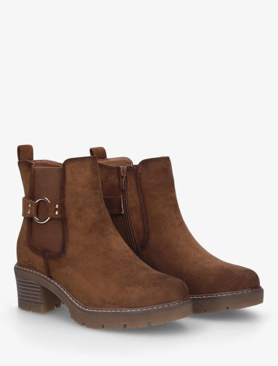 Bottines en suédine à boucle ronde - Marron - 4