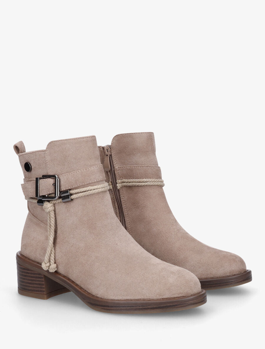 Bottines en suédine à corde - Taupe - 4
