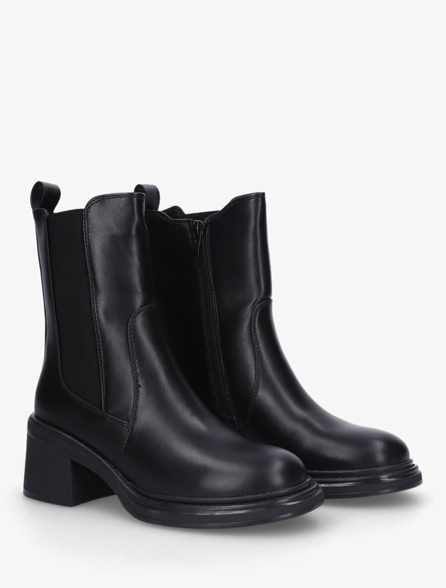 Bottines élastiquées à talon - Noir - 4