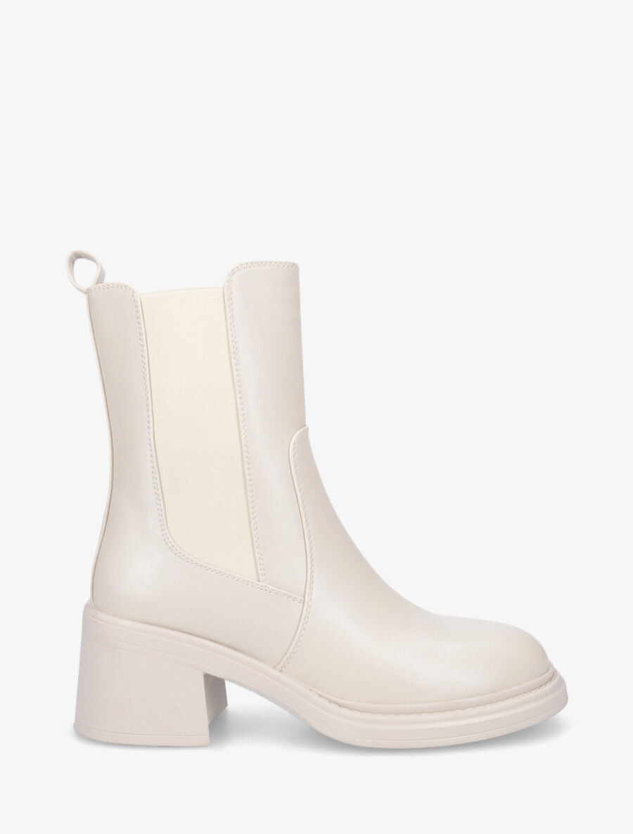 Bottines élastiquées à talon - Beige - 1