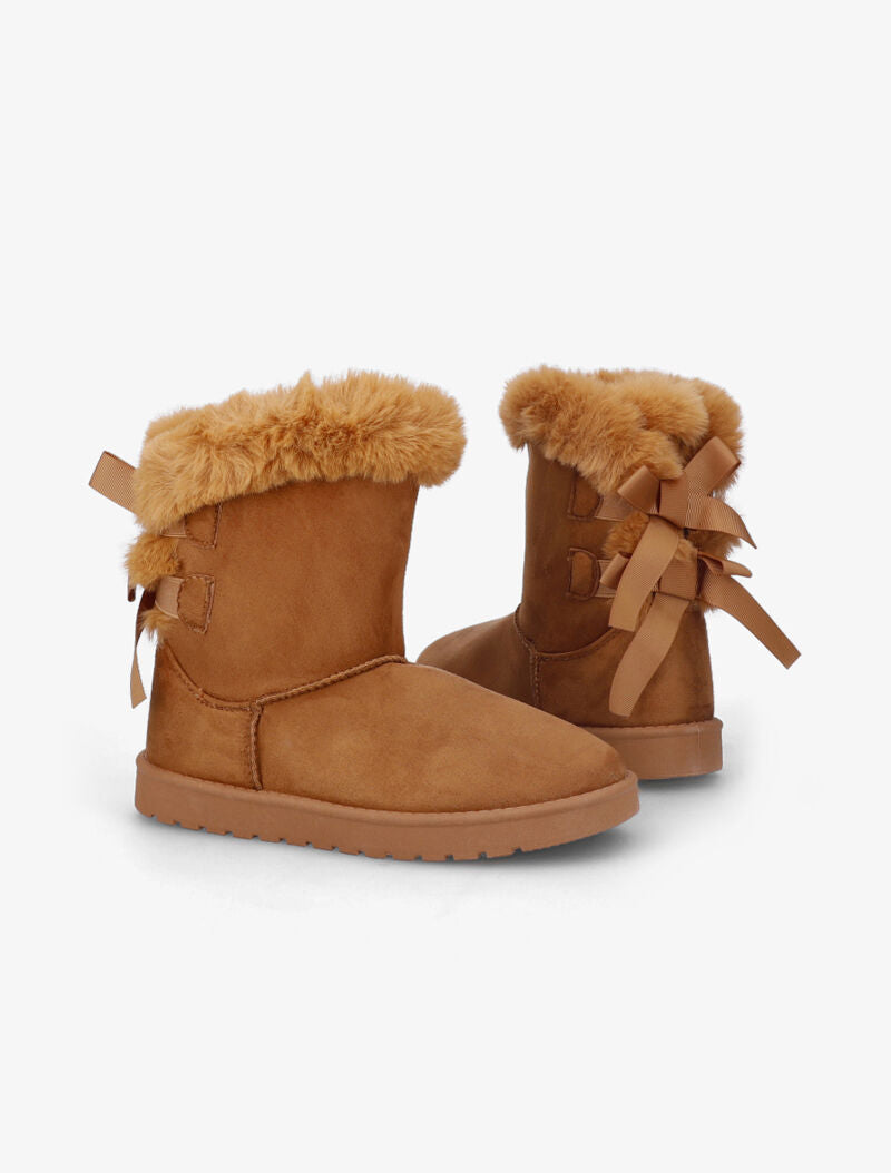 Bottines fourrées à noeuds - Camel - 5