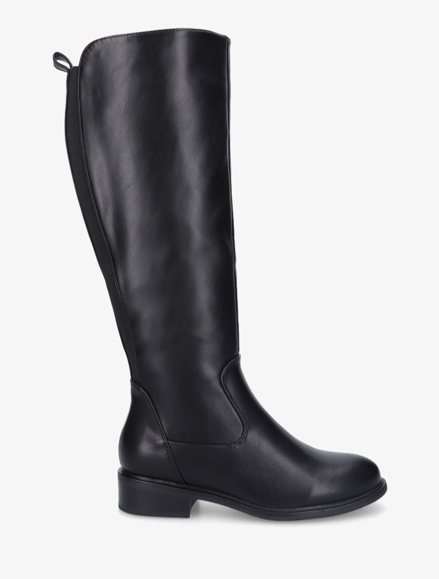 Bottes élastiquées classiques en simili - Noir - 1