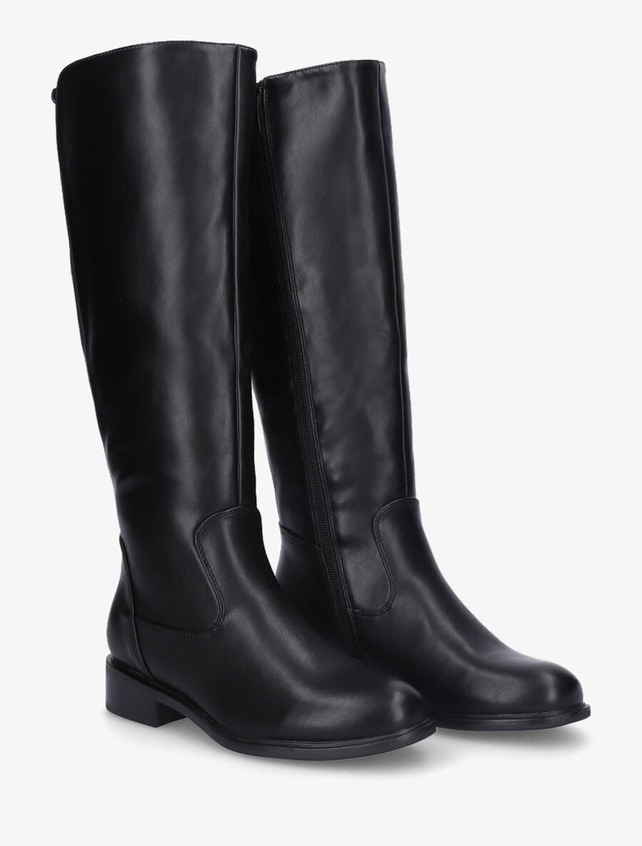 Bottes élastiquées classiques en simili - Noir - 4