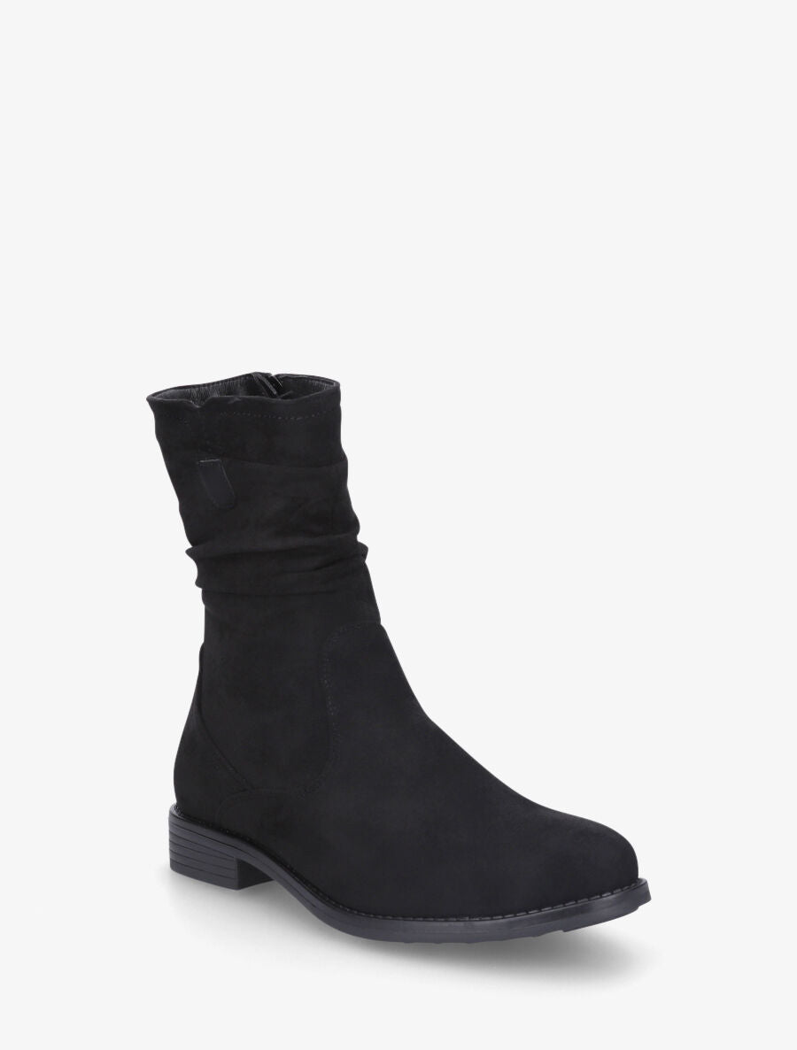 Bottines froncées en suédine - Noir - 2