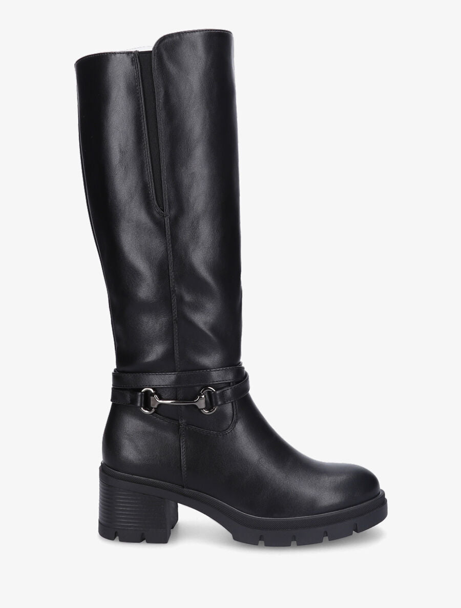 Bottes à boucle en simili - Noir - 1