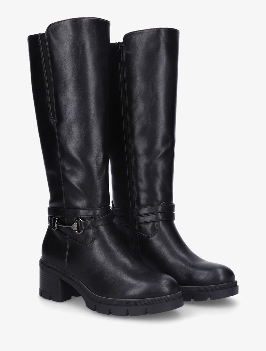 Bottes à boucle en simili - Noir - 4