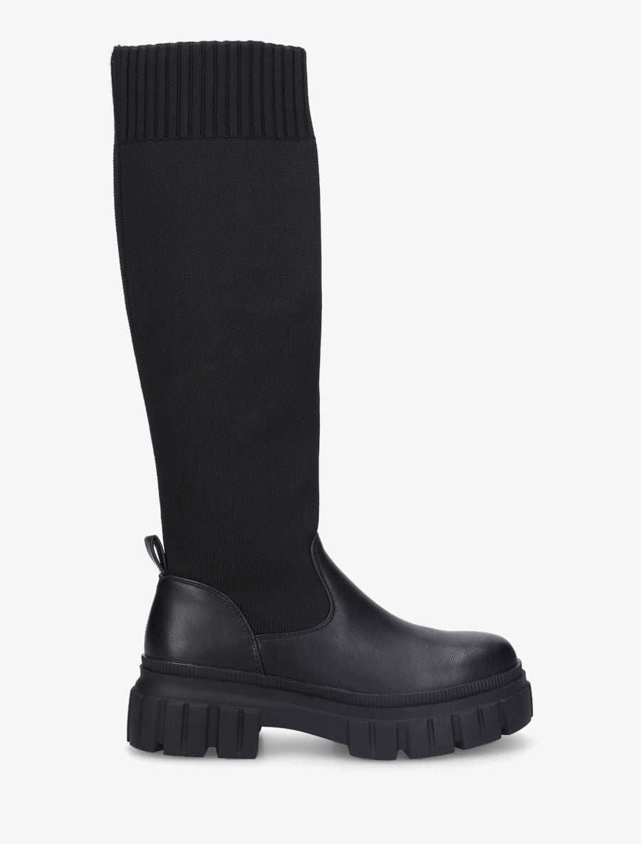 Bottes style chaussettes unis - Noir - 5