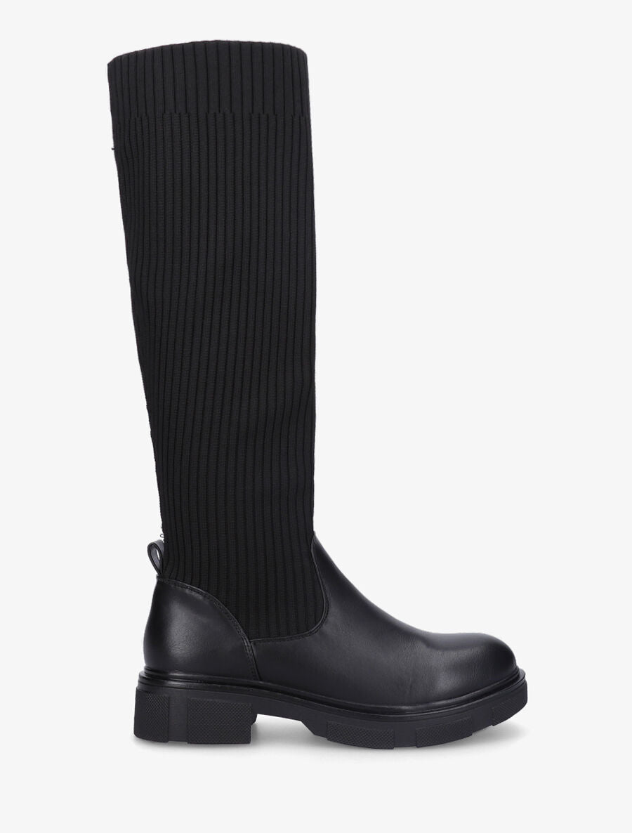 Bottes chaussettes unis - Noir - 1