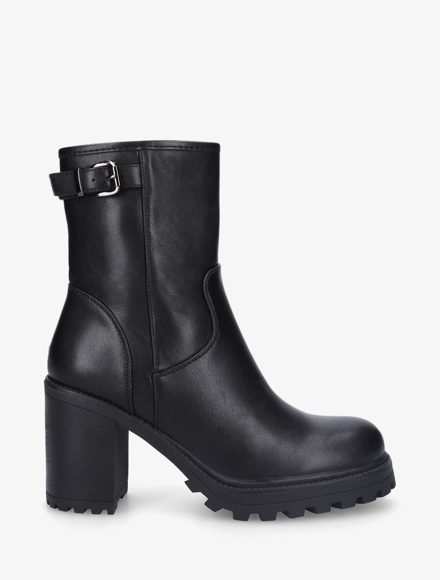 Bottines montantes à talon et semelle crantée - Noir - 1
