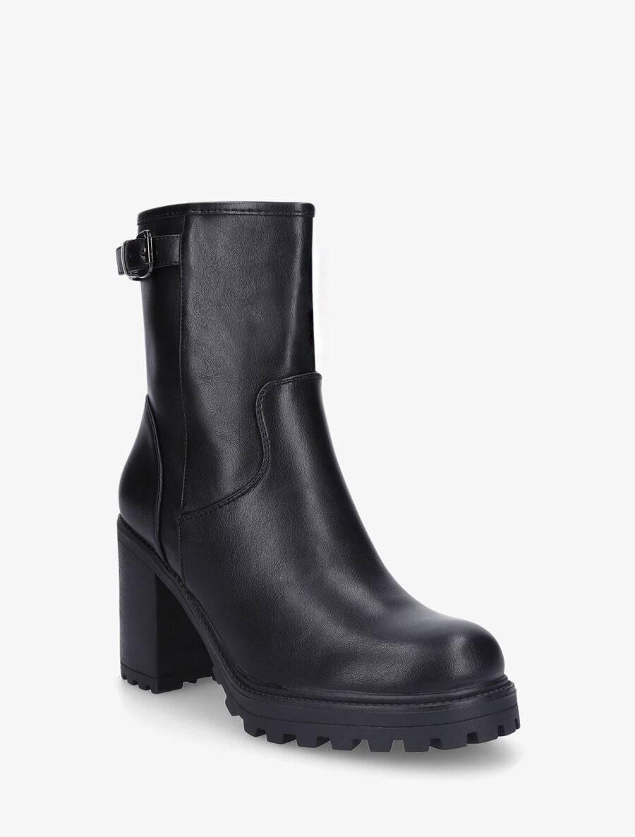 Bottines montantes à talon et semelle crantée - Noir - 2