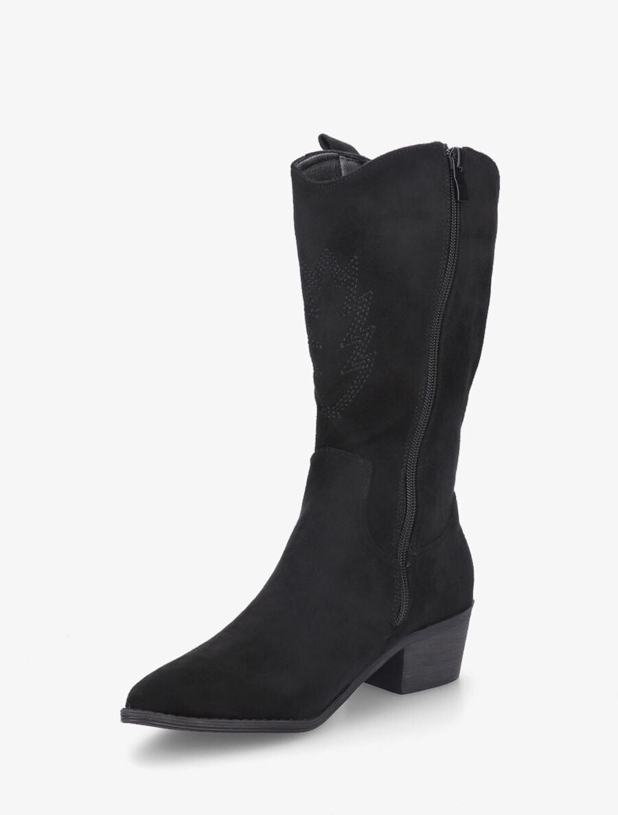 Bottes style santiag en suédine - Noir - 3