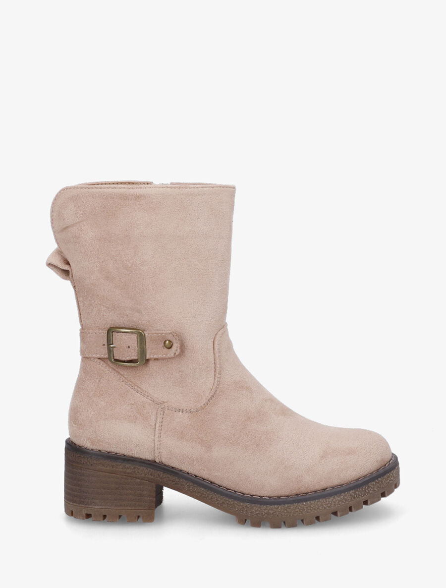 Bottines montantes en suédine - Beige - 5