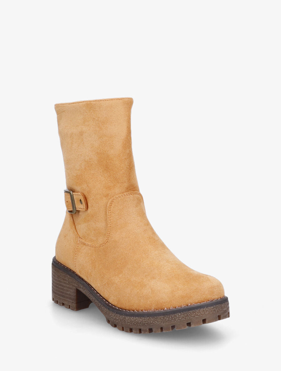 Bottines montantes en suédine - Camel - 2