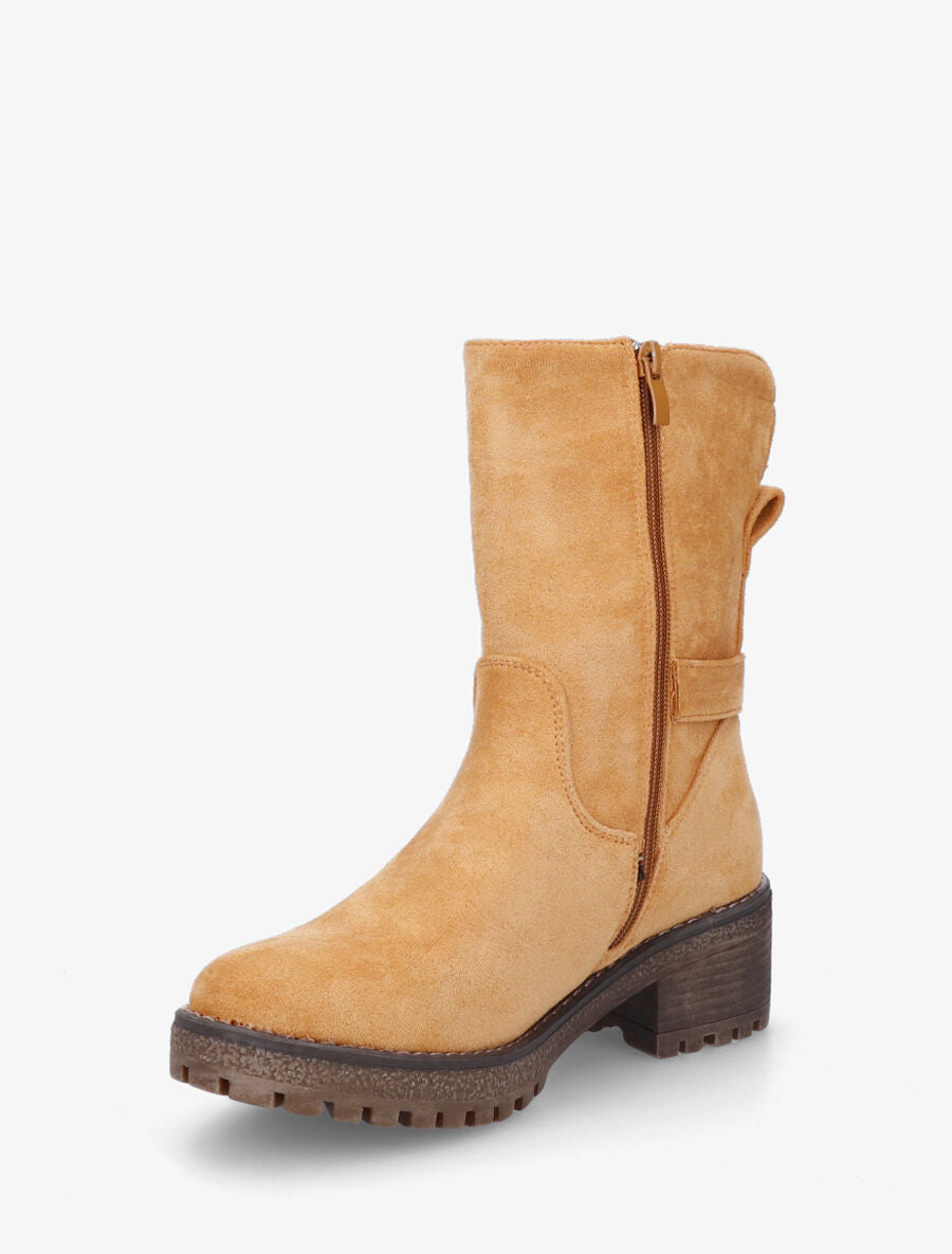 Bottines montantes en suédine - Camel - 3