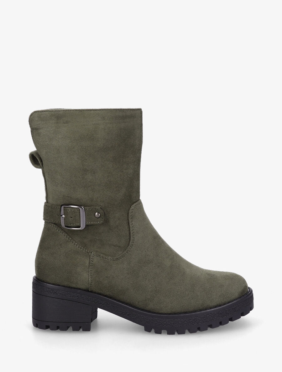 Bottines montantes en suédine - Kaki - 1