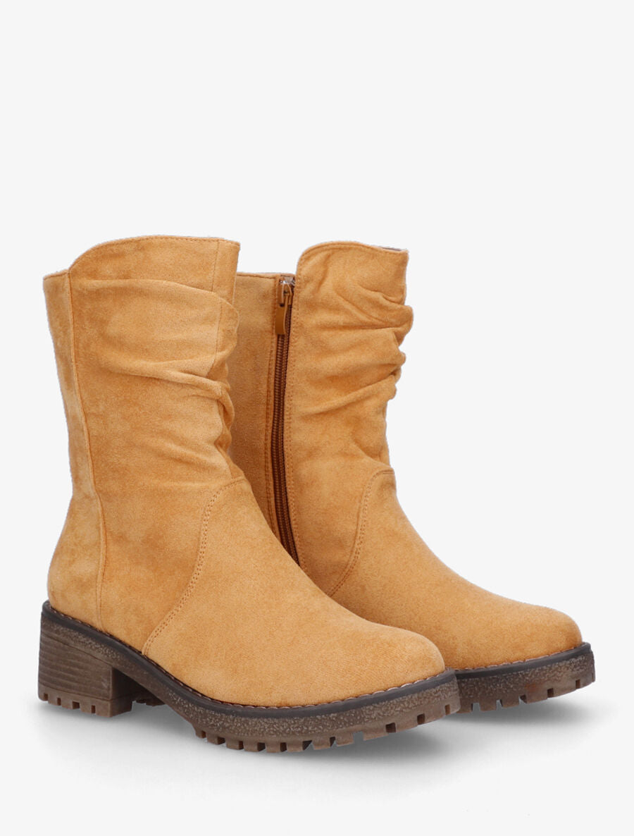 Bottines montantes en suédine - Camel - 4