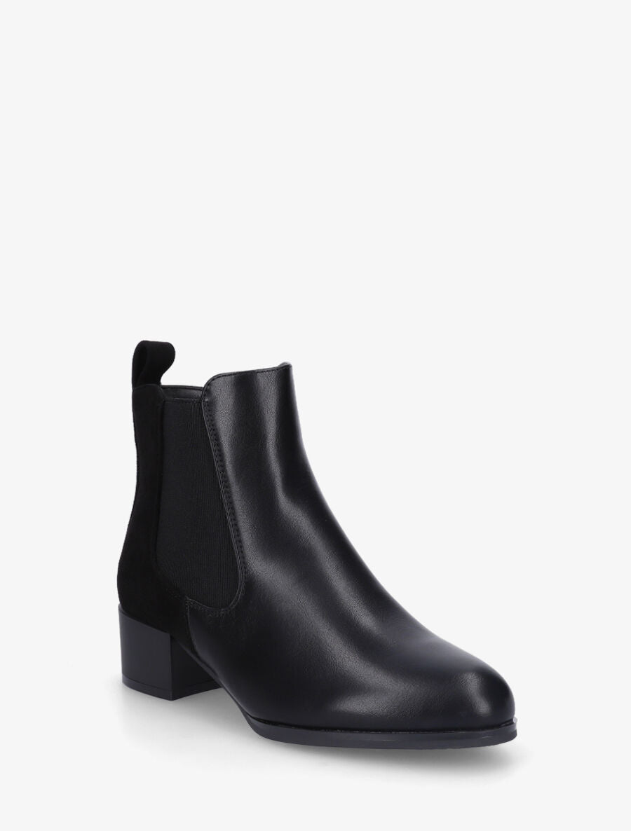 Bottines en simili et suédine - Noir - 2