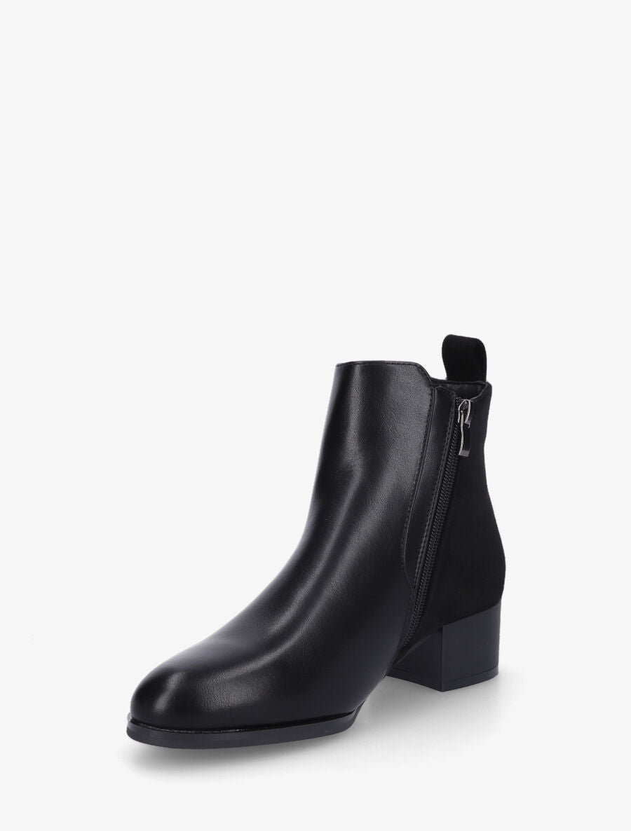 Bottines en simili et suédine - Noir - 3