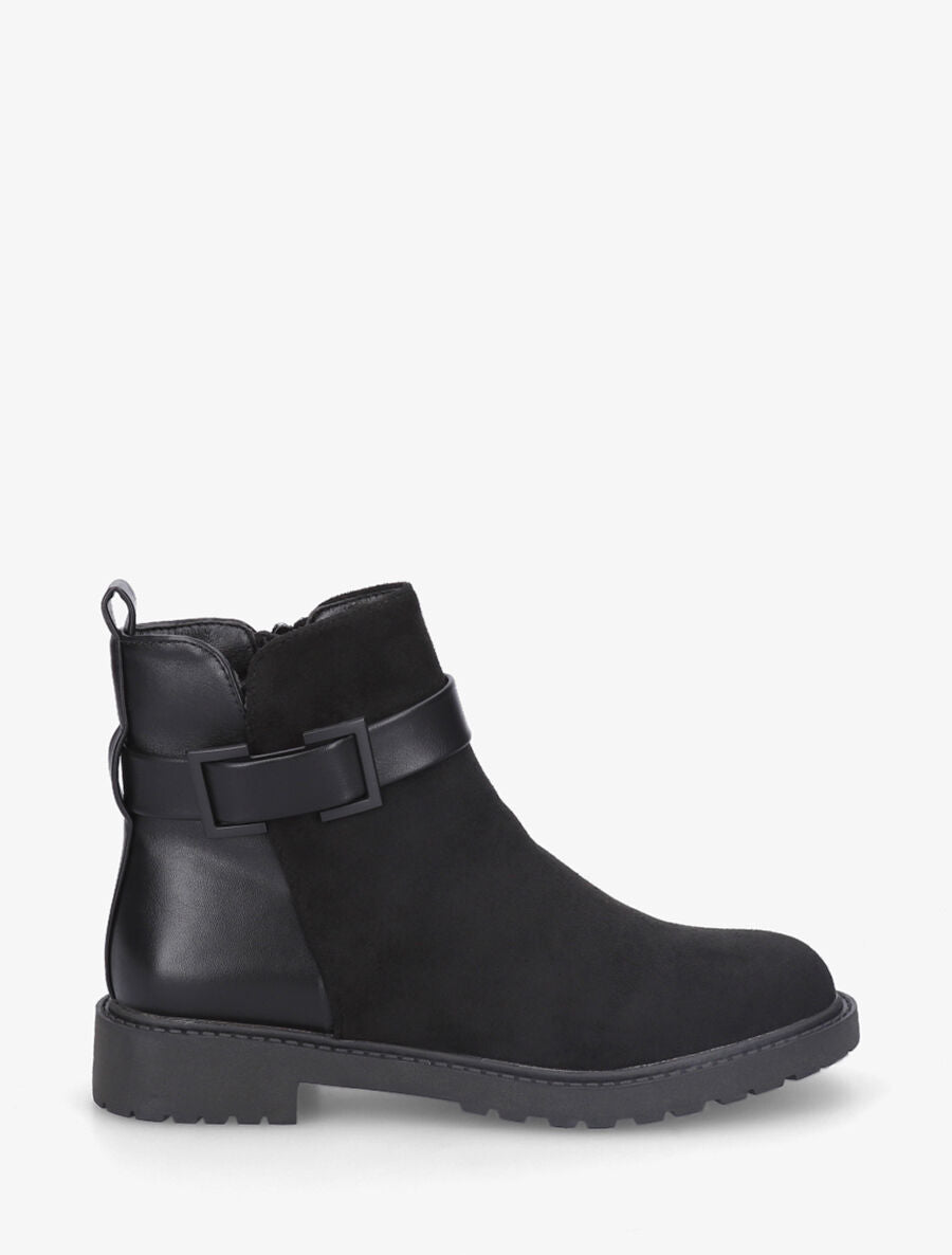 Bottines plates bimatière à semelle crantée - Noir - 5