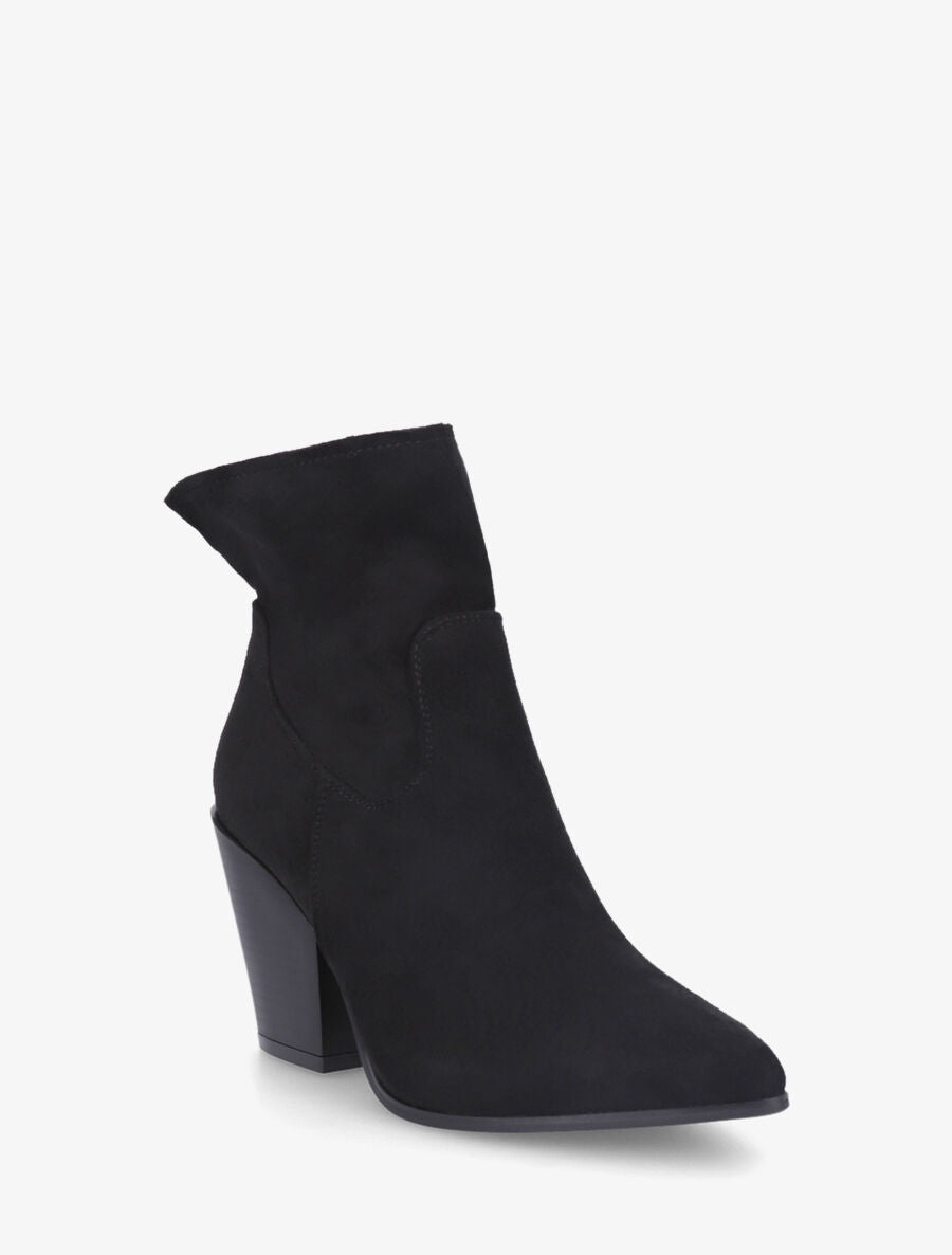 Bottines à talon et bout pointu en suédine - Noir - 2