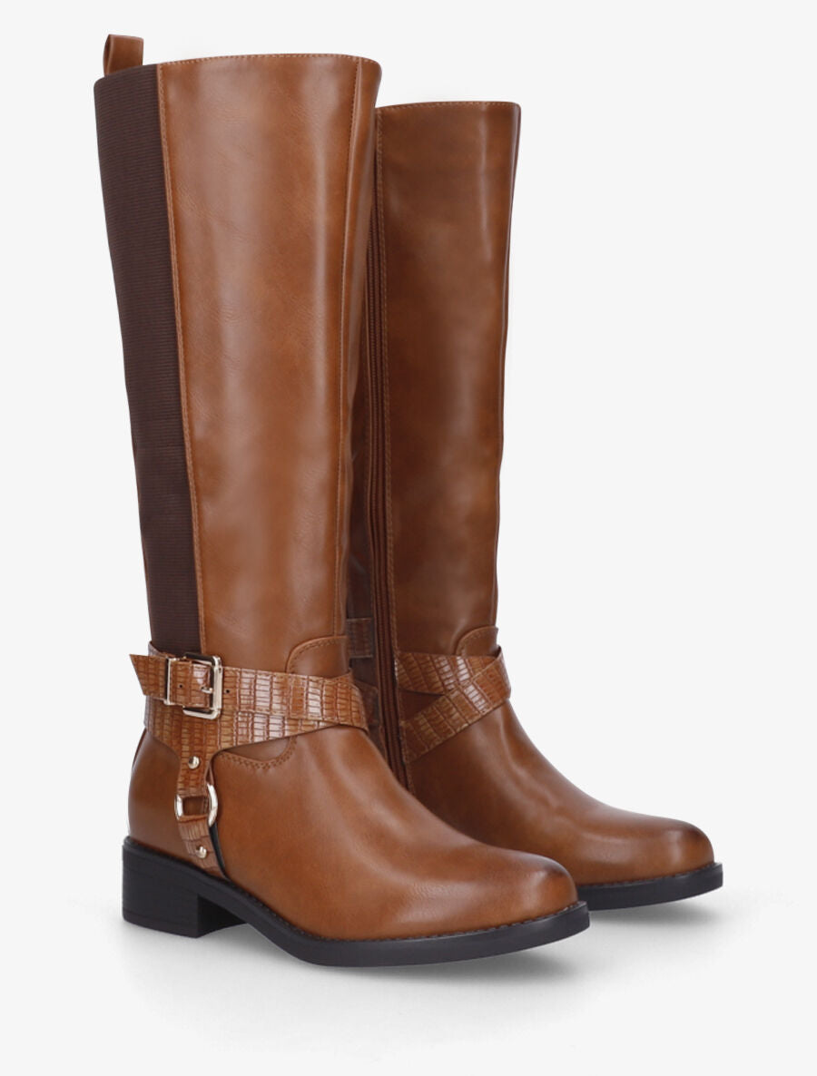 Bottes plates à boucle fantaisie - Camel - 4