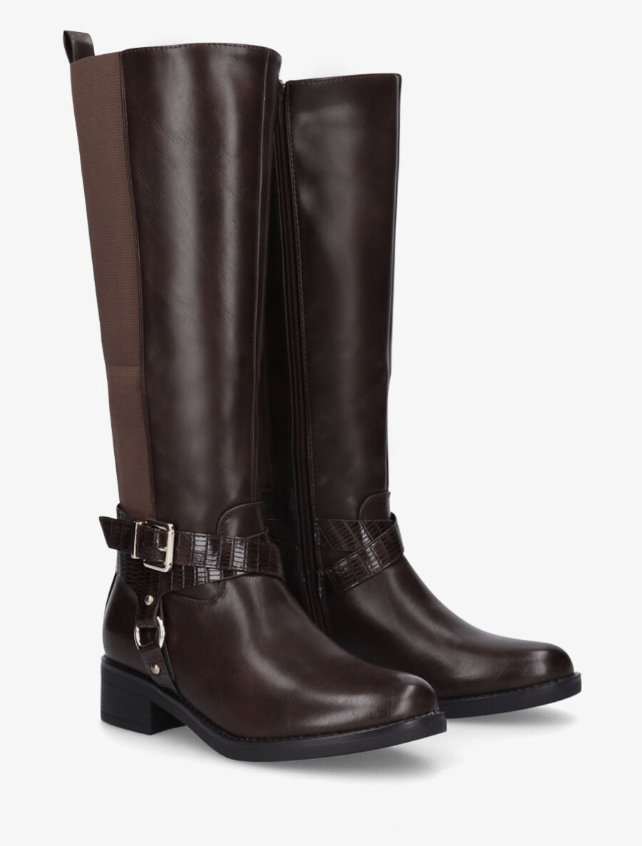 Bottes plates à boucle fantaisie - Marron - 4