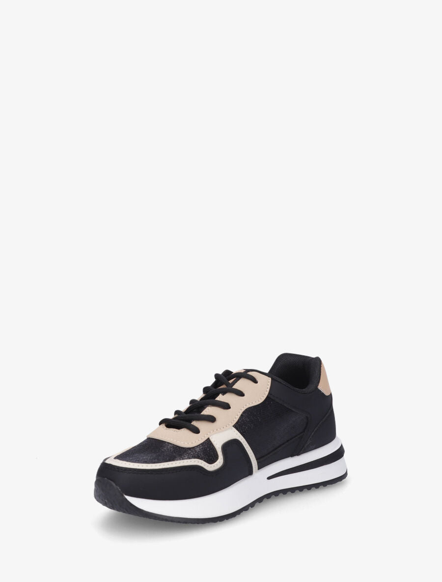 Sneakers en simili à détail irisé - Noir - 3