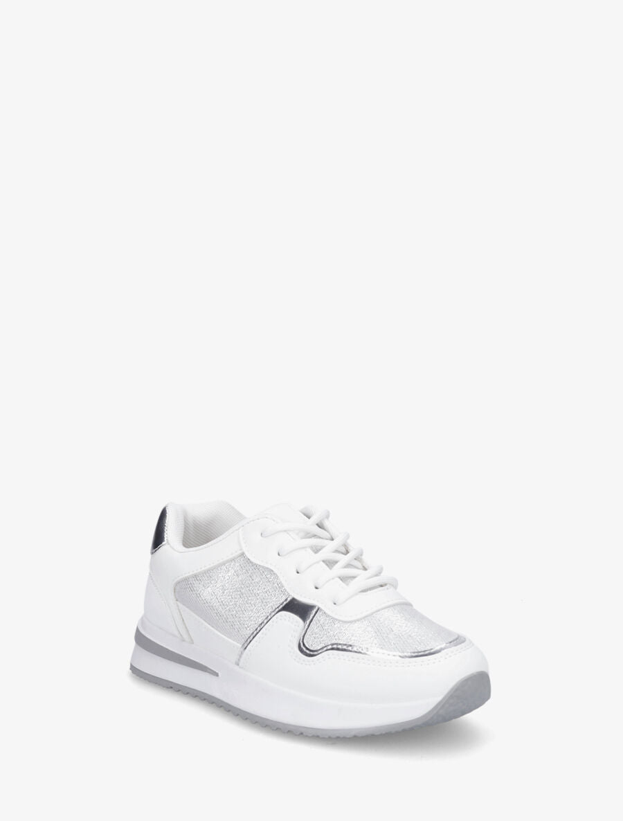 Sneakers en simili à détail irisé - Blanc - 2
