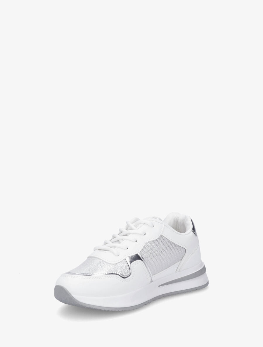 Sneakers en simili à détail irisé - Blanc - 3