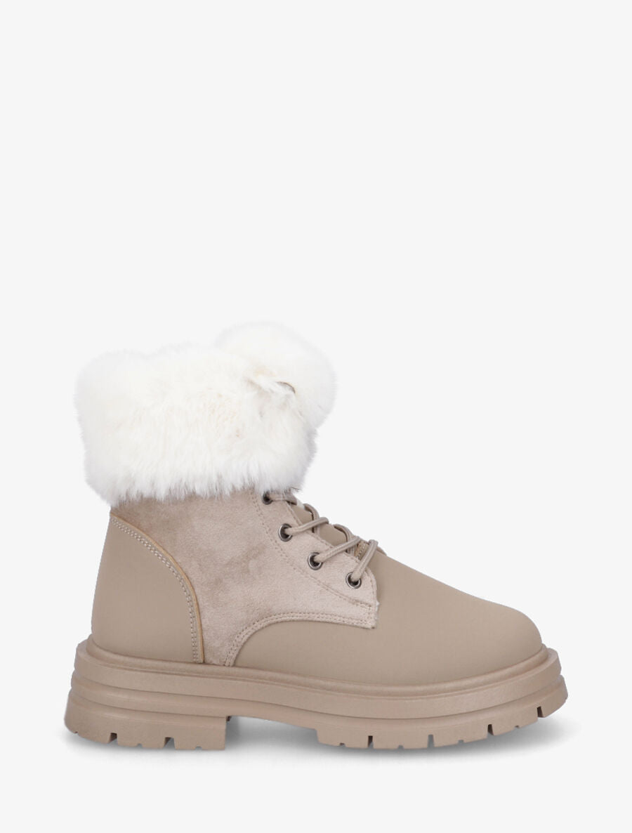 Bottines à lacets fourrées - Taupe - 5