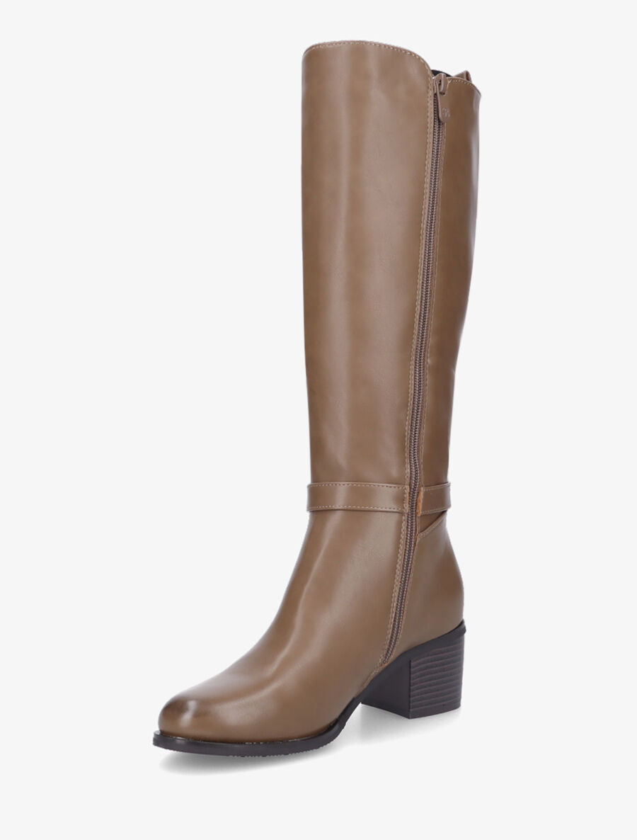 Bottes en simili et maille - Taupe - 3