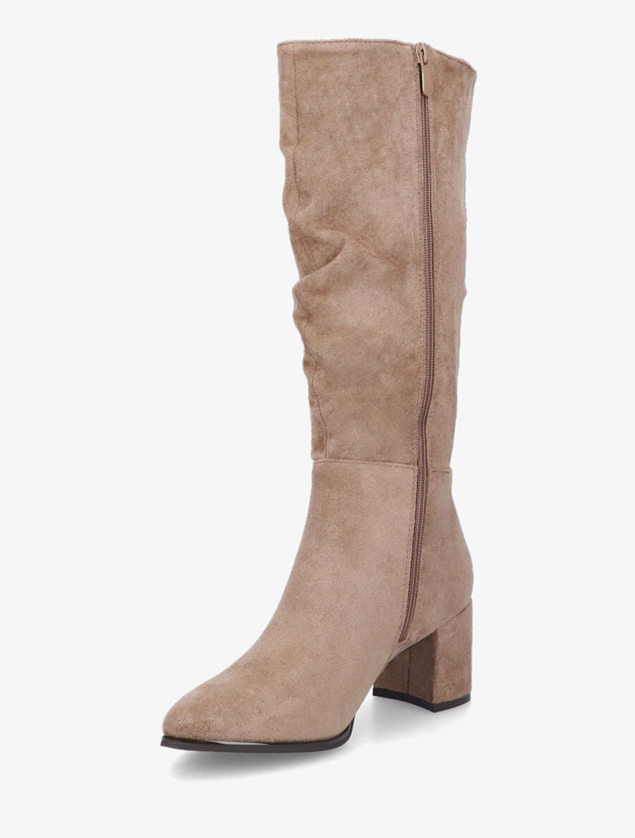 Bottes en suédine à talon - Taupe - 3