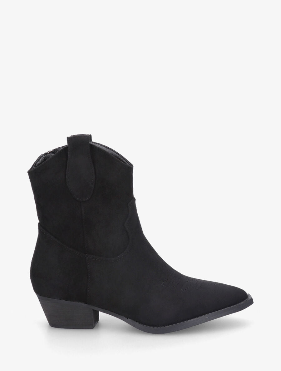 Bottines plates montantes style santiags - Noir - 5