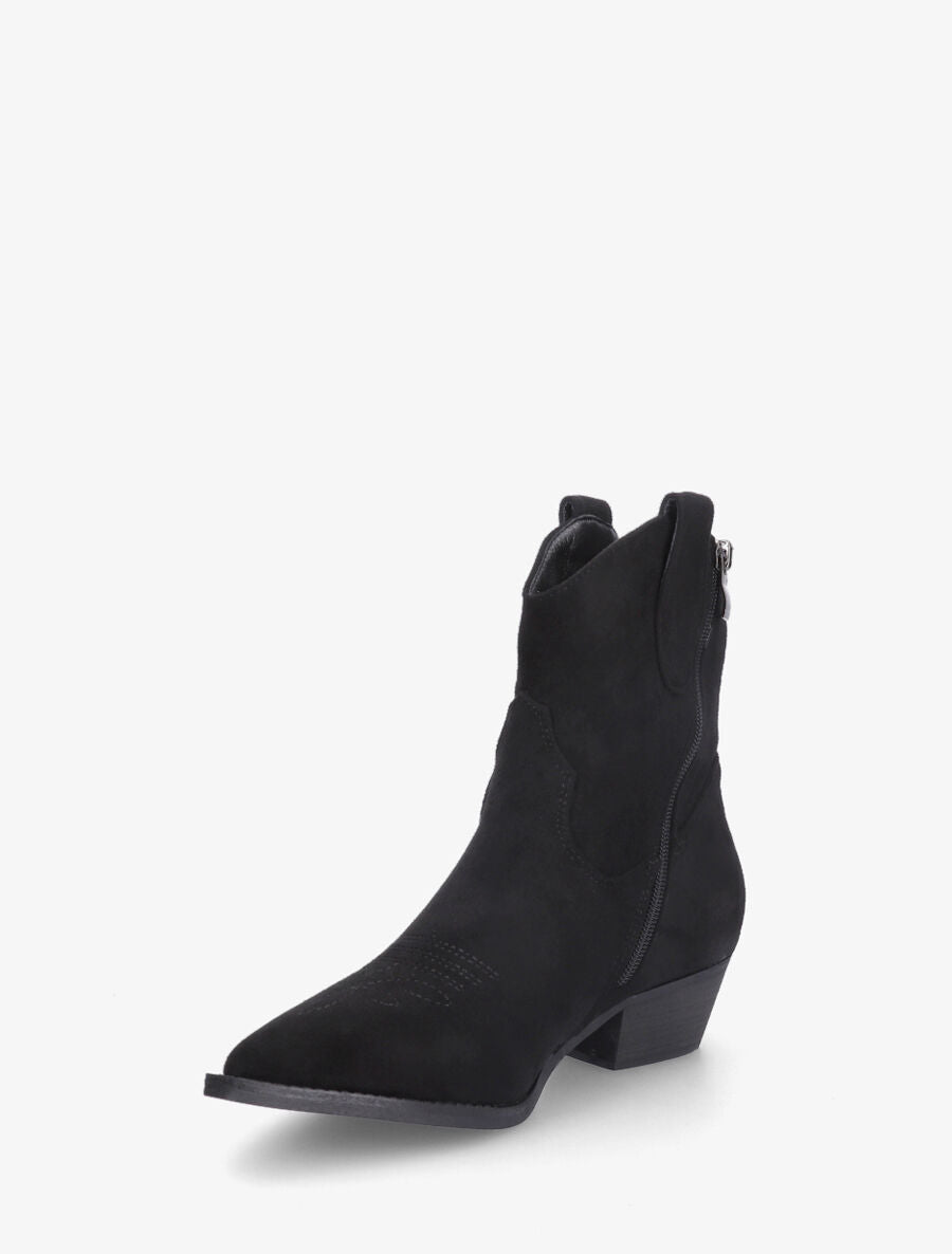 Bottines plates montantes style santiags - Noir - 3