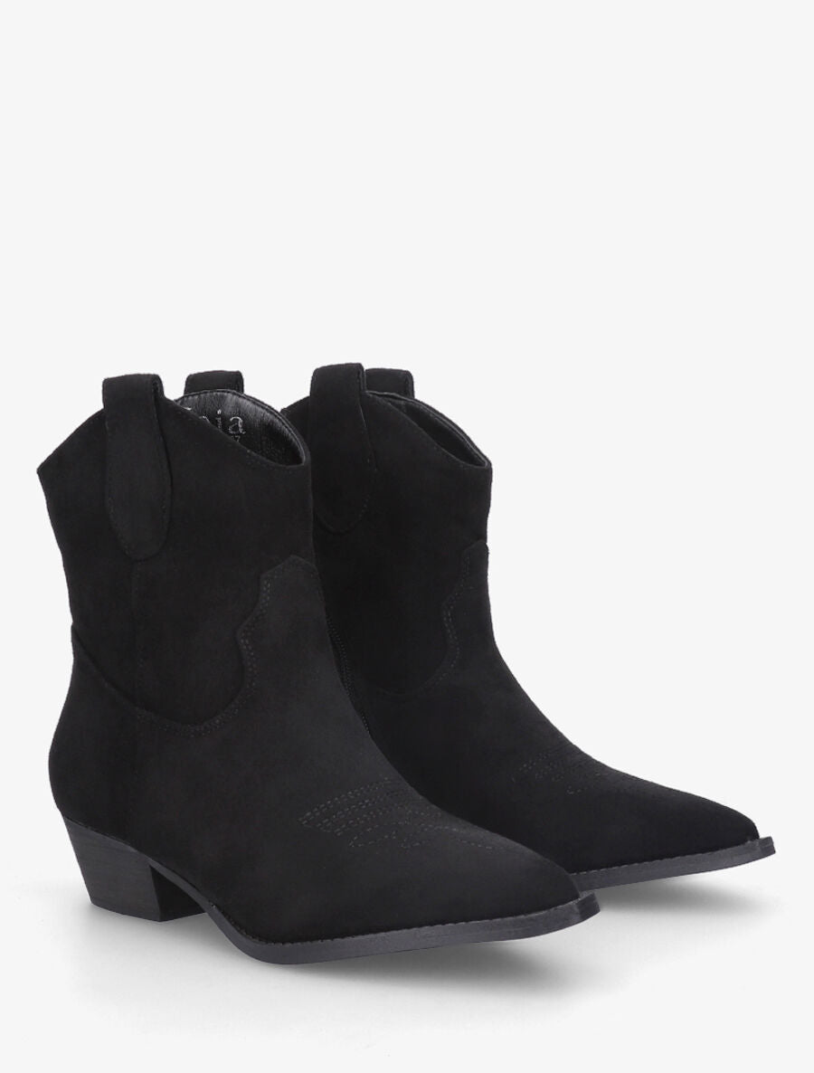Bottines plates montantes style santiags - Noir - 4