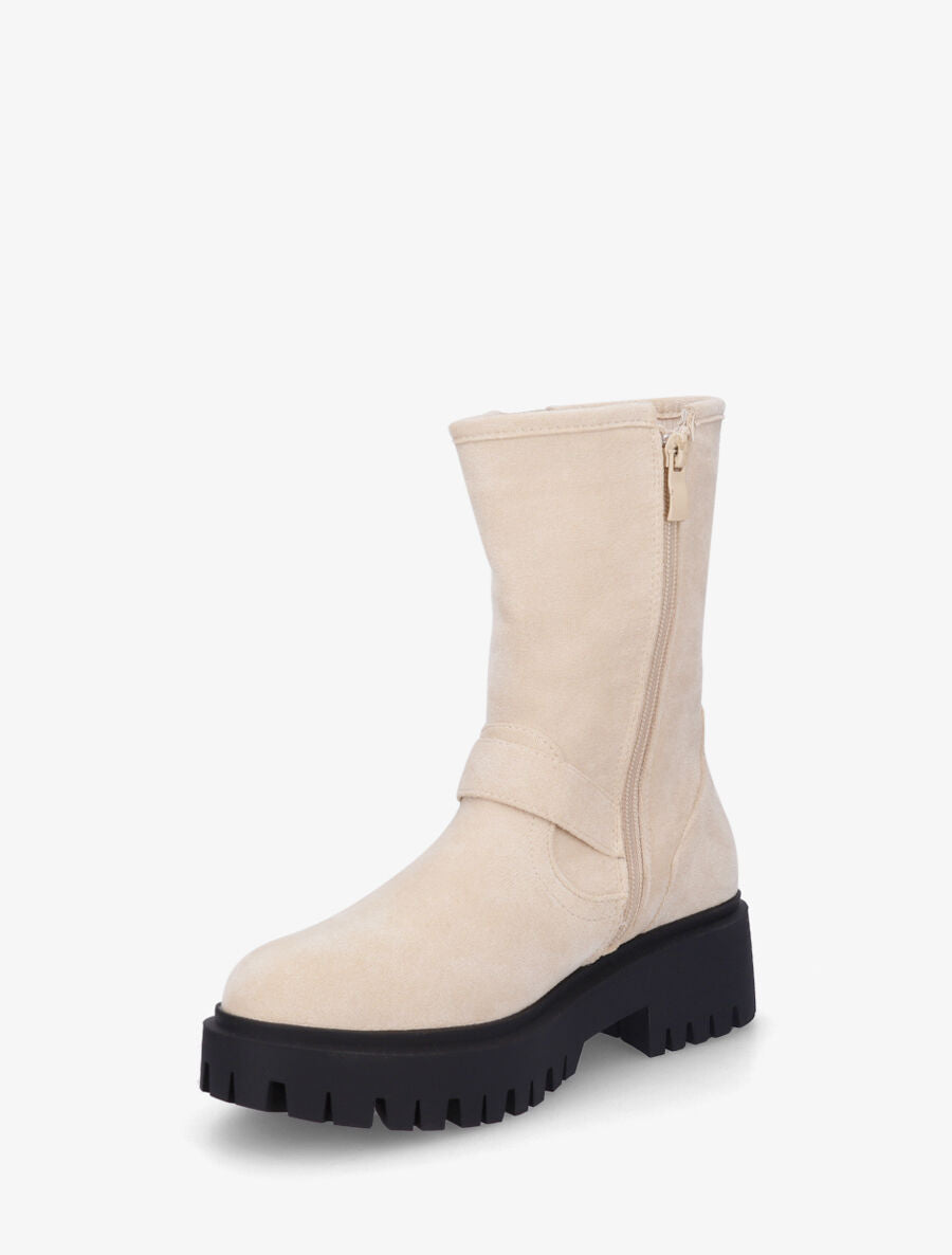 Bottines montantes en suédine - Beige - 3