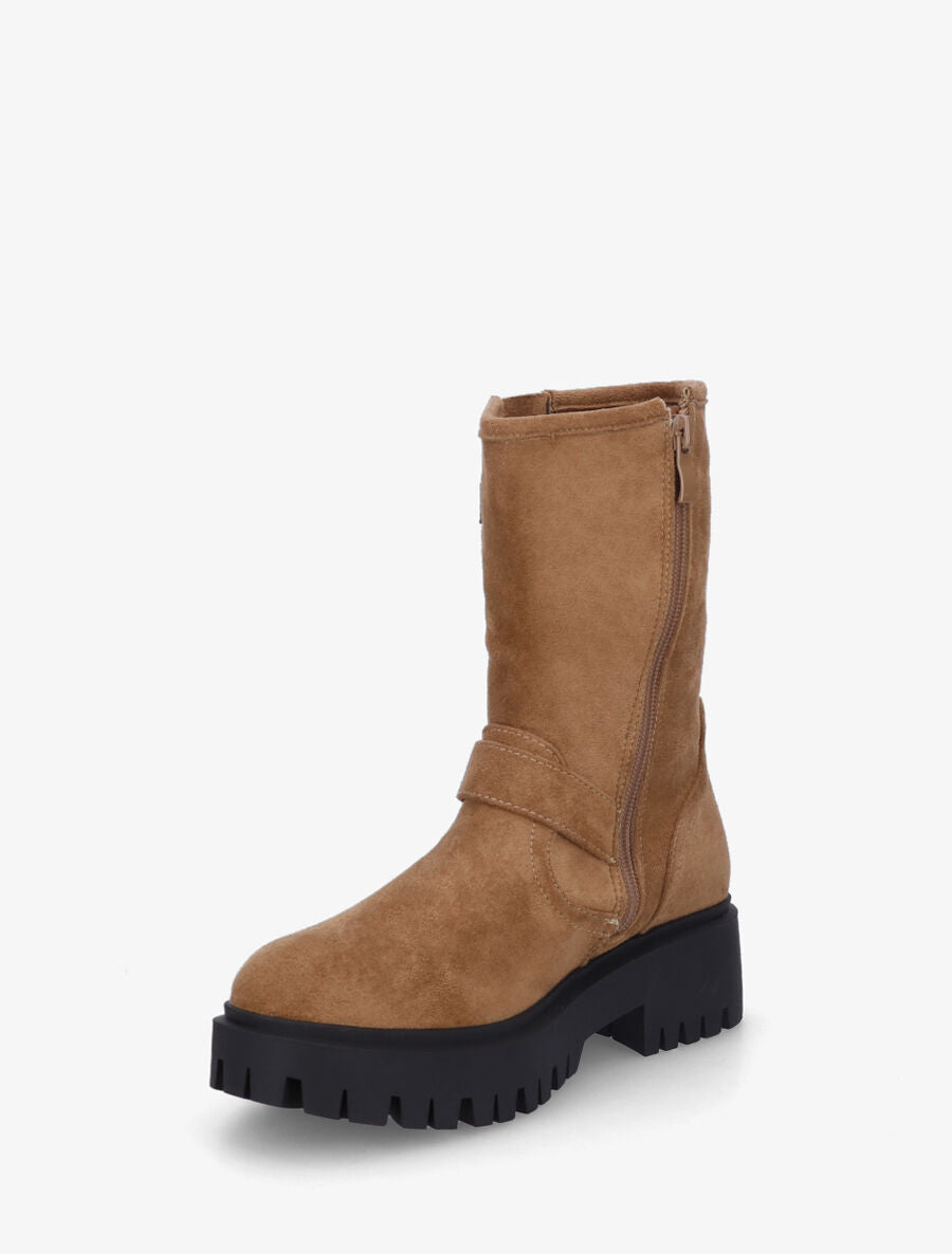 Bottines montantes en suédine - Camel - 3