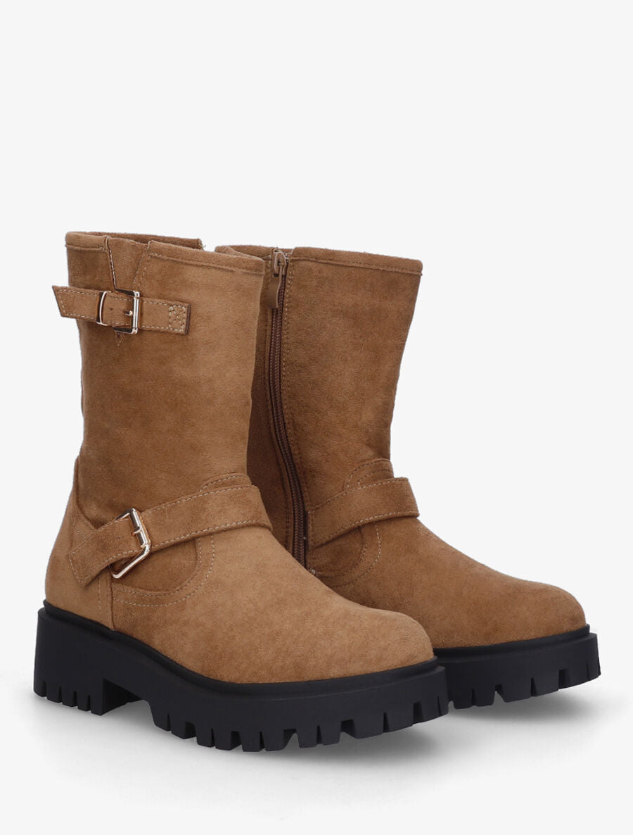 Bottines montantes en suédine - Camel - 4
