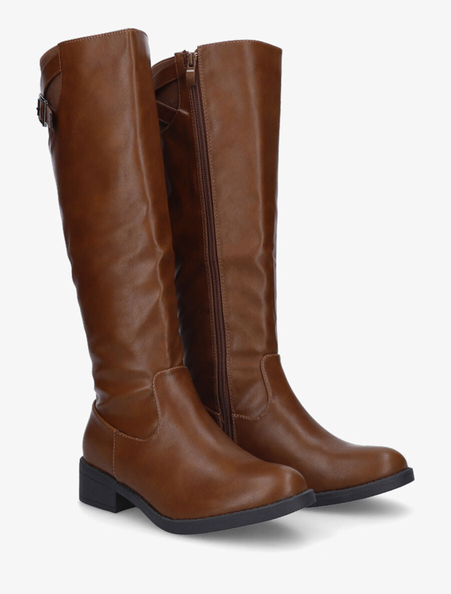 Bottes unies en simili - Camel - 4