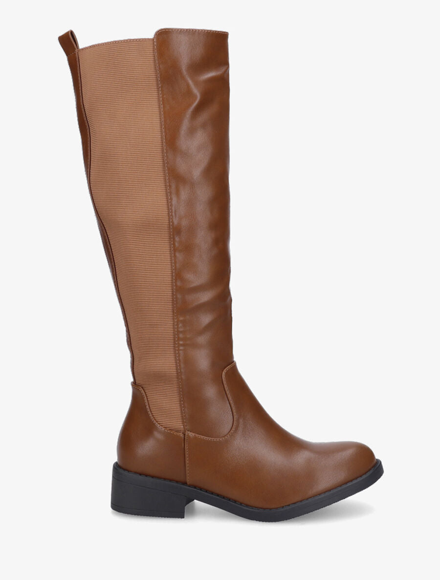 Bottes style cavalière en simili - Camel - 1