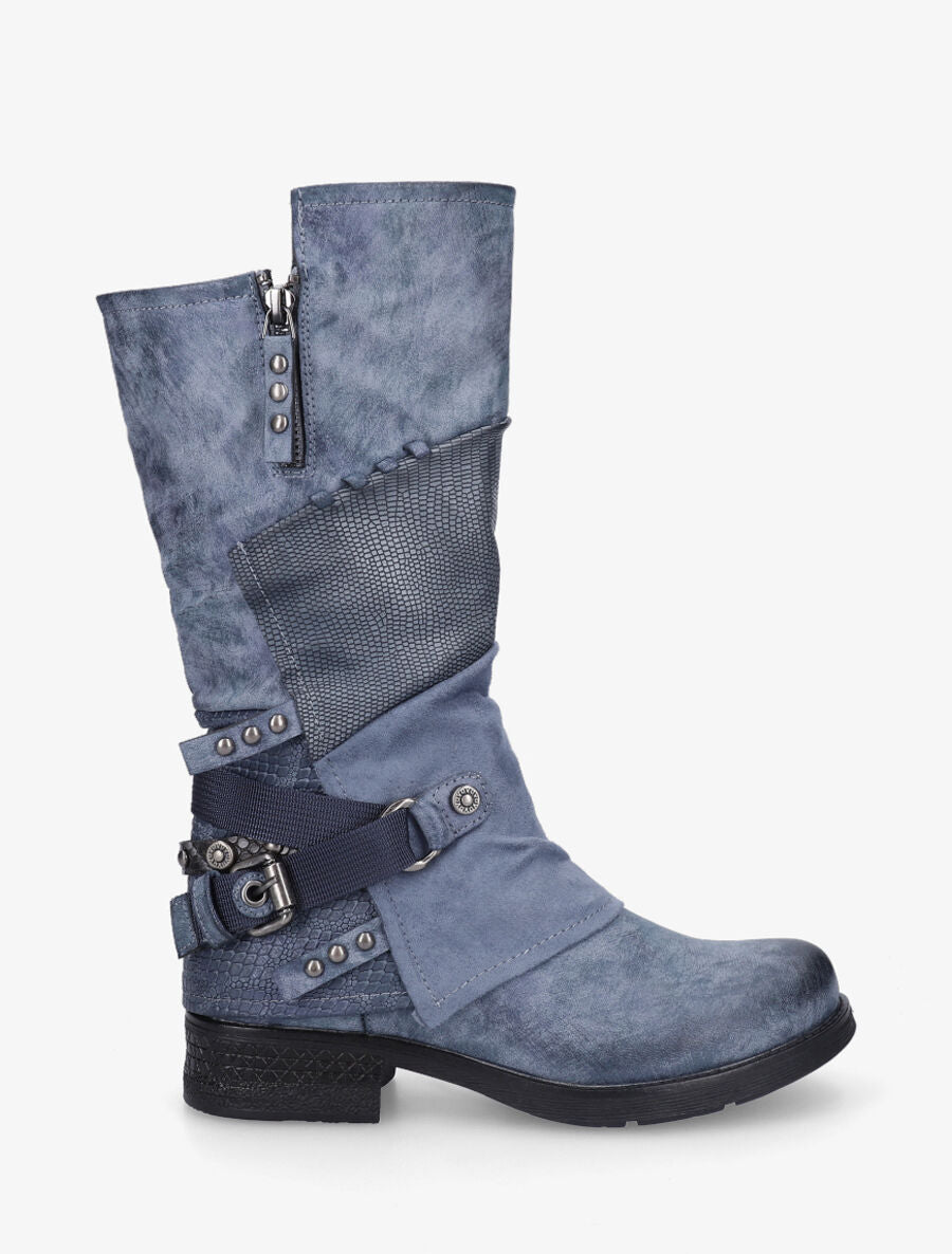 Bottines montantes multi textures - Bleu - 6