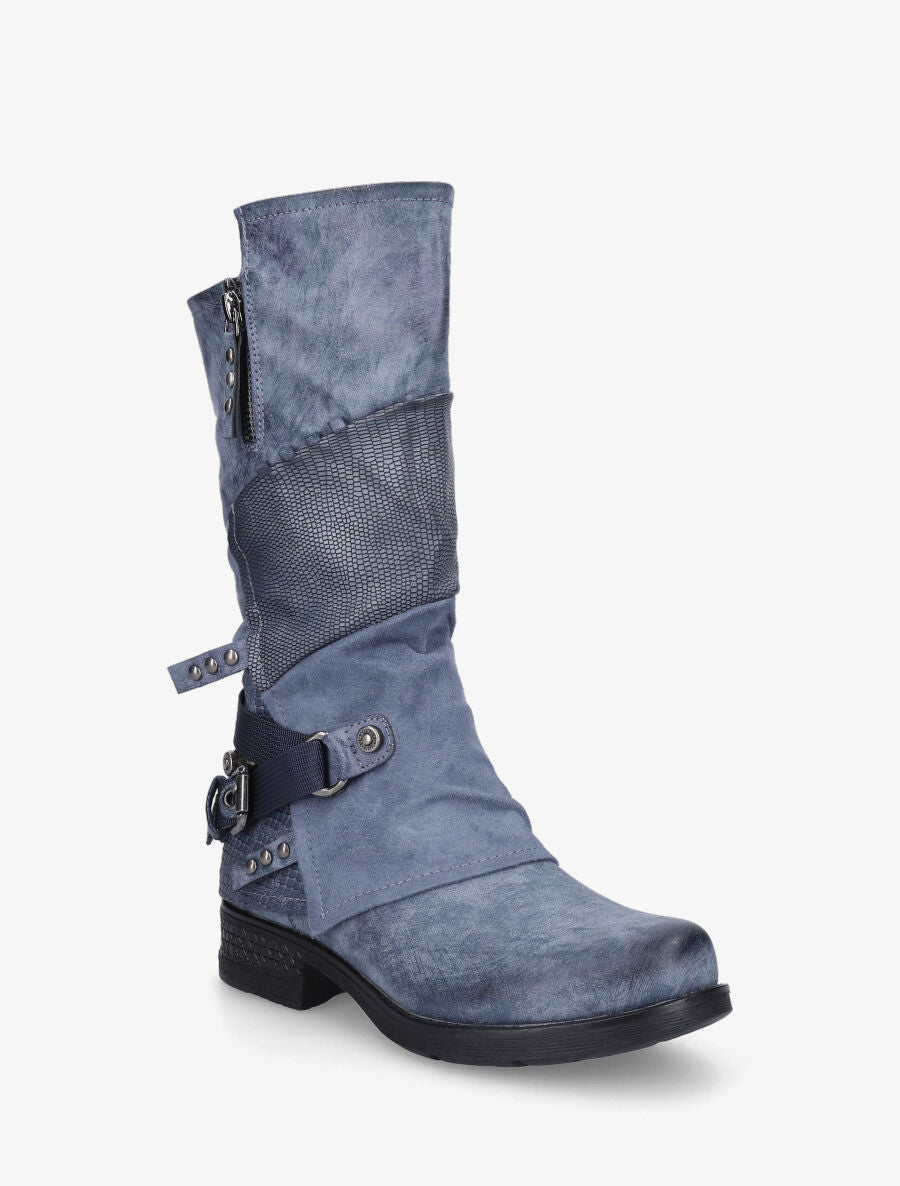 Bottines montantes multi textures - Bleu - 3