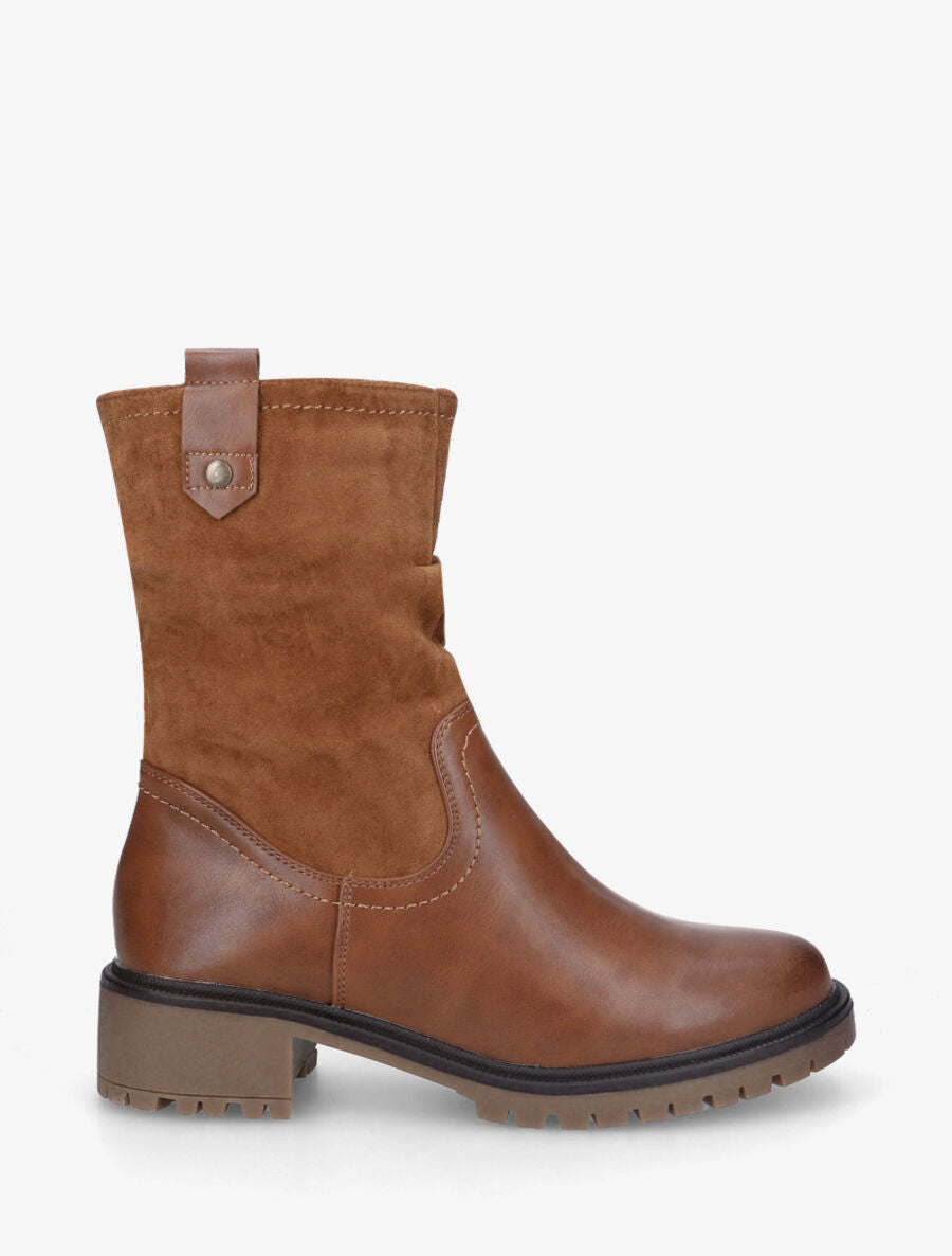 Bottines montantes bi-matière - Camel - 1