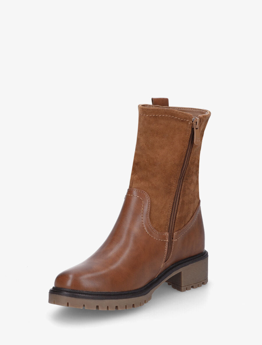 Bottines montantes bi-matière - Camel - 3